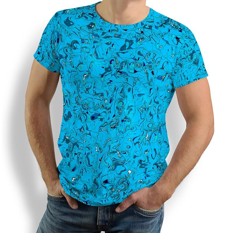 ausgefallene T-Shirts für Männer - GRAVUR BLUE - 100 % Baumwolle - GERMENS artfashion - Größen S bis 5XL