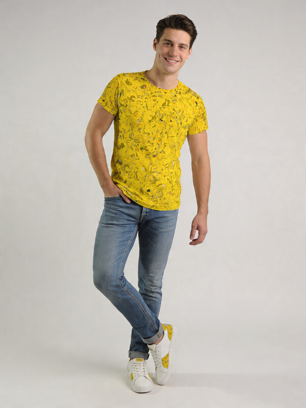 ausgefallenes T-Shirt für Männer - GRAVUR YELLOW - 100 % Baumwolle - GERMENS artfashion - Größen S bis 5XL