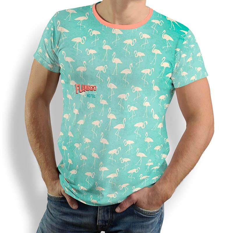 ausgefallenes T-Shirt für Männer - FLAMINGO HOTEL - 100 % Baumwolle - GERMENS artfashion - Größen S bis 5XL