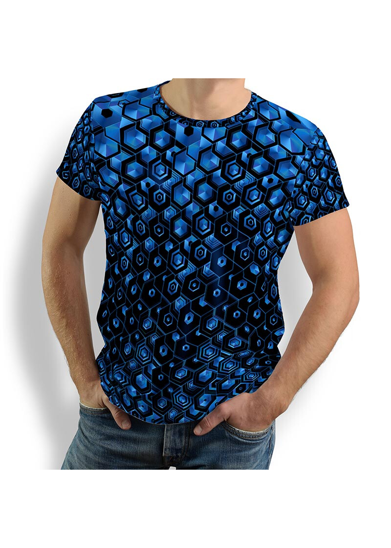 HEXAGON KOBALT - Herren TShirt Rundhals - 100 % Baumwolle - GERMENS