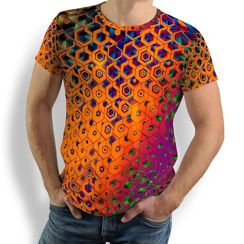 ausgefallene T-Shirts für Männer - HEXAGON WISMUT - 100 % Baumwolle - GERMENS artfashion - Größen S bis 5XL