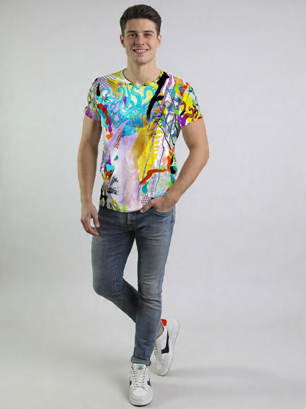 ausgefallene T-Shirts für Männer - TShirt Rundhals - 100 % Baumwolle - GERMENS - 100 % Baumwolle - GERMENS artfashion - Größe 5XL