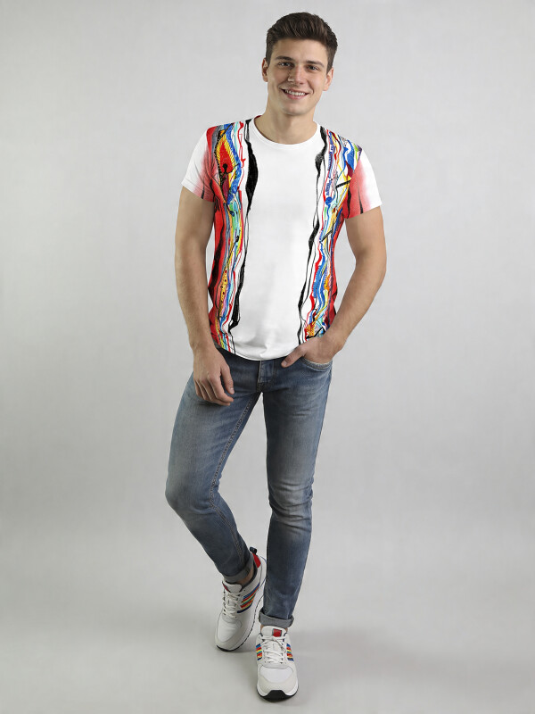 ausgefallene T-Shirts für Männer - TShirt Rundhals - 100 % Baumwolle - GERMENS - 100 % Baumwolle - GERMENS artfashion - Größe XXL