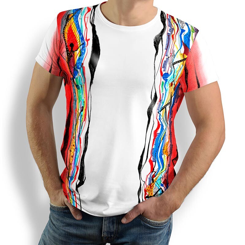 ausgefallene T-Shirts für Männer - TShirt Rundhals - 100 % Baumwolle - GERMENS - 100 % Baumwolle - GERMENS artfashion - Größe 4XL