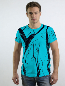 ausgefallene T-Shirts für Männer - LEBENSADER AQUAMARIN - 100 % Baumwolle - GERMENS artfashion - Größen S bis 5XL