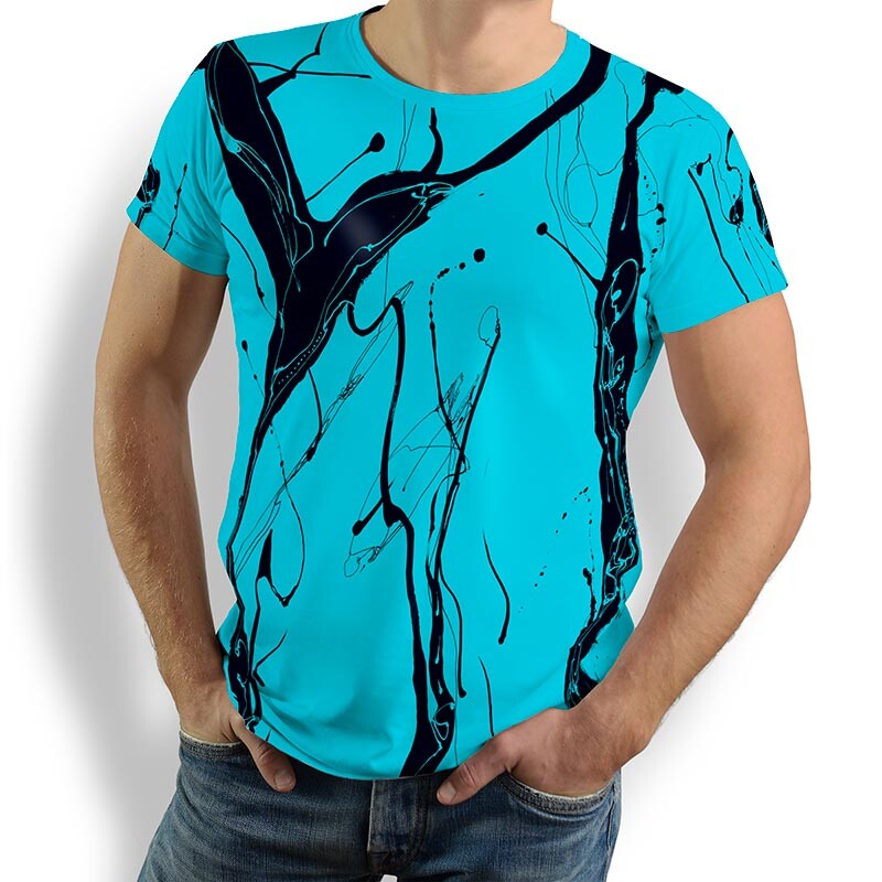 ausgefallene T-Shirts für Männer - LEBENSADER AQUAMARIN - 100 % Baumwolle - GERMENS artfashion - Größen S bis 5XL