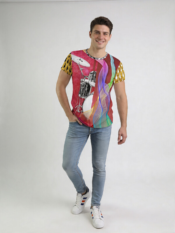 ausgefallene T-Shirts für Männer - RHYTHM OF LIFE - 100 % Baumwolle - GERMENS artfashion - Größe L