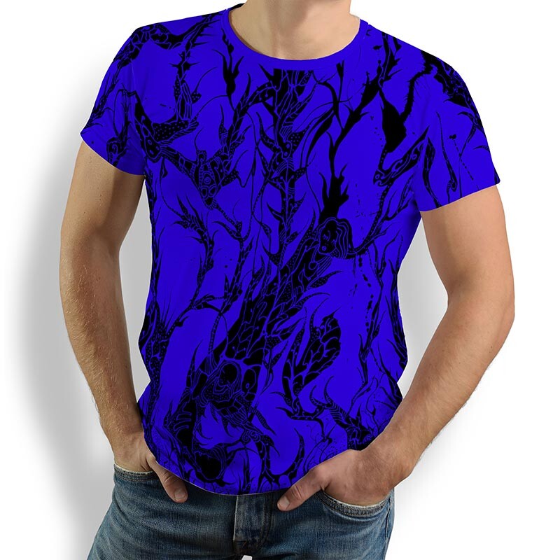 ausgefallene T-Shirts für Männer - DORNENPRINZ INDIGO - 100 % Baumwolle - GERMENS artfashion - Größen S bis 5XL