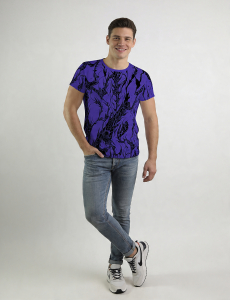ausgefallene T-Shirts für Männer - DORNENPRINZ INDIGO - 100 % Baumwolle - GERMENS artfashion - Größen S bis 5XL