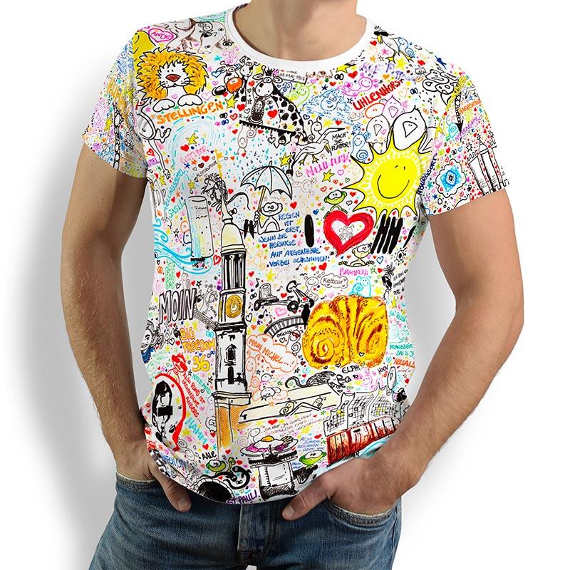 ausgefallene T-Shirts für Männer - I LOVE HAMBURG - 100 % Baumwolle - GERMENS artfashion - Größen S bis 5XL