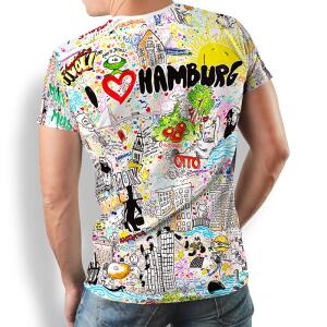 I LOVE HAMBURG - Herren T-Shirt Rundhals - 100 %...