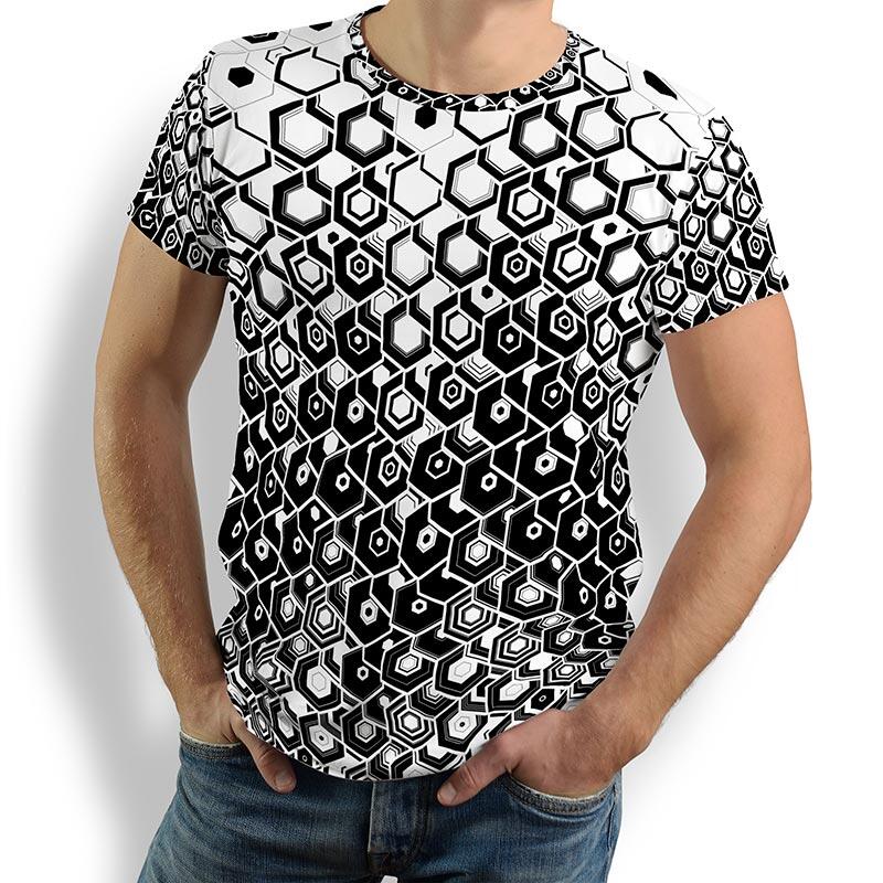 HEXAGON ONYX - Herren T-Shirt Rundhals - 100 % Baumwolle - GERMENS