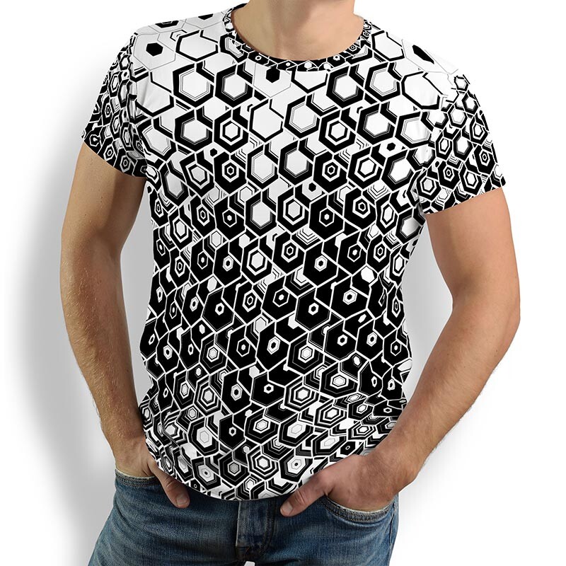 ausgefallene T-Shirts für Männer - HEXAGON ONYX - 100 % Baumwolle - GERMENS artfashion - Größen S bis 5XL