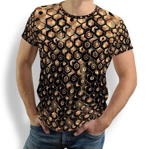 HEXAGON KUPFER - Herren T-Shirt Rundhals - 100 %...