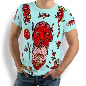 FLASH - Light blue T Shirt with devil - 100 % cotton -...