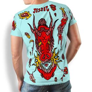 FLASH - Hellblaues T-Shirt mit Teufel - 100 % Baumwolle -...