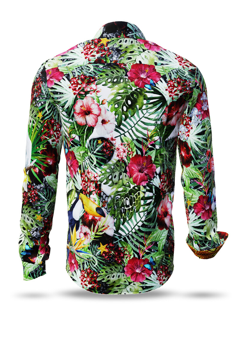 RADO ELDO - Grnes Hemd mit floralen Mustern und Totenkpfen - GERMENS