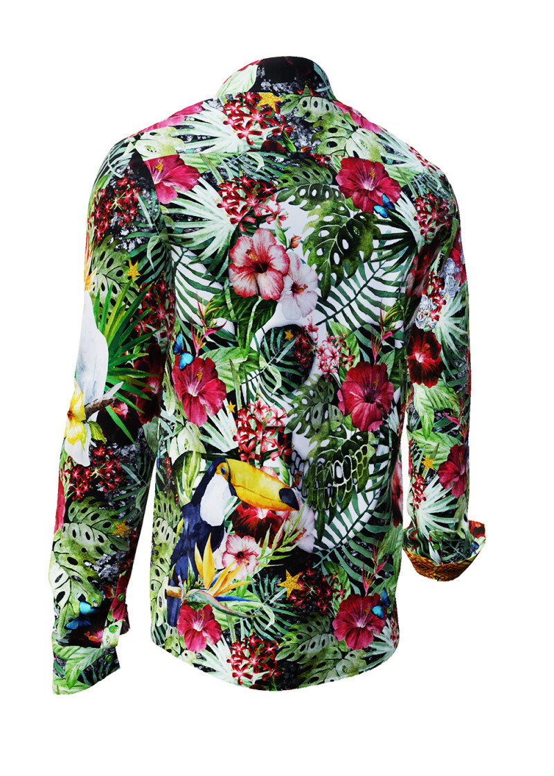 RADO ELDO - Grnes Hemd mit floralen Mustern und Totenkpfen - GERMENS