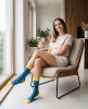 LETS GO BANANAS - blue and orange sock - Unisex