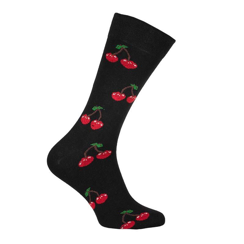 KIRSCHE - Schwarze Socke mit roten Kirschen - UNISEX