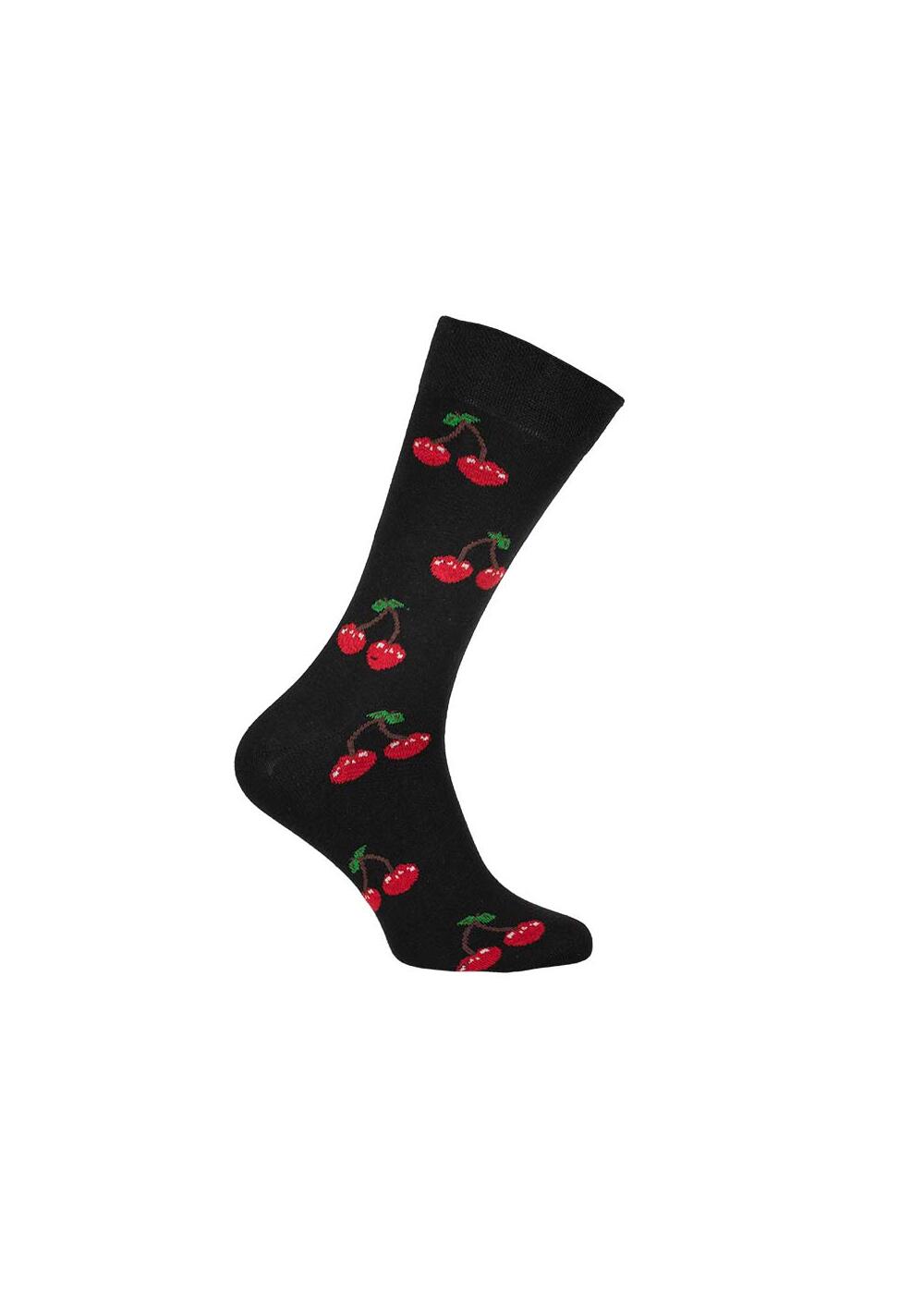 KIRSCHE - Schwarze Socke mit roten Kirschen - UNISEX