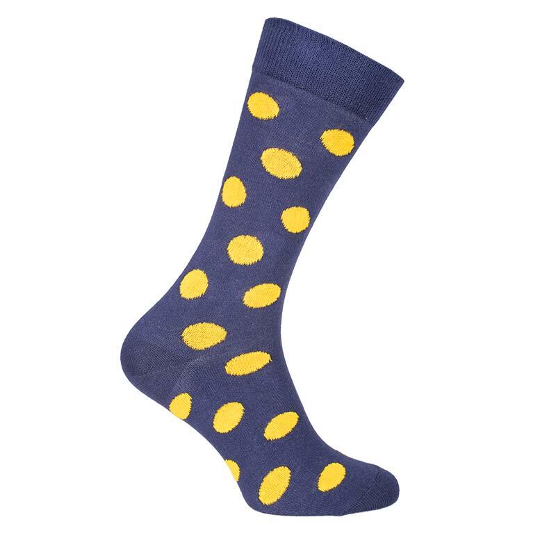 YELLOW DOTS - Blaue Socke mit gelben Punkten - UNISEX