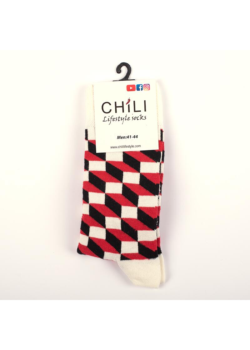 RED WHITE BLACK RHOMBUS - Bunte Socken - Unisex