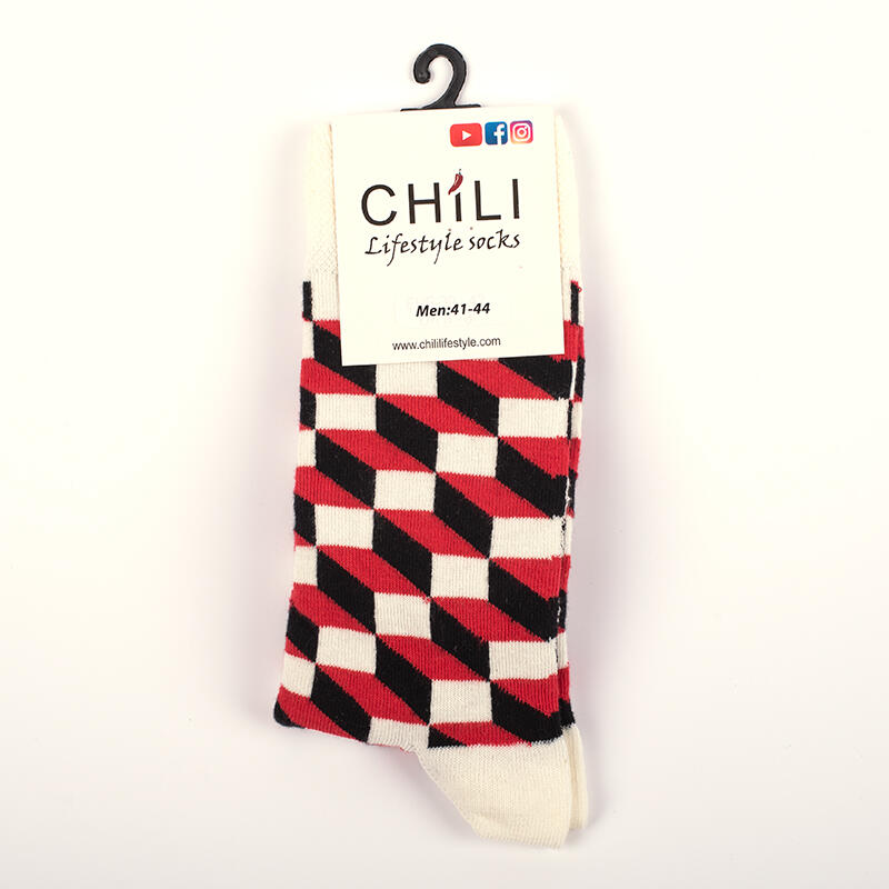 STUFEN - Socken mit 3D Muster in weiss rot schwarz - UNISEX