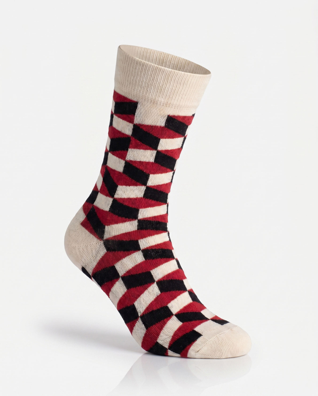 RED GRID - colorful socks - Unisex