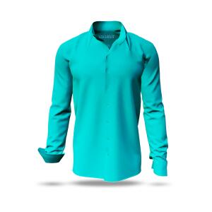 Entdecke bunte Hemden Herren GRADIENT AQUA - 100 % BW