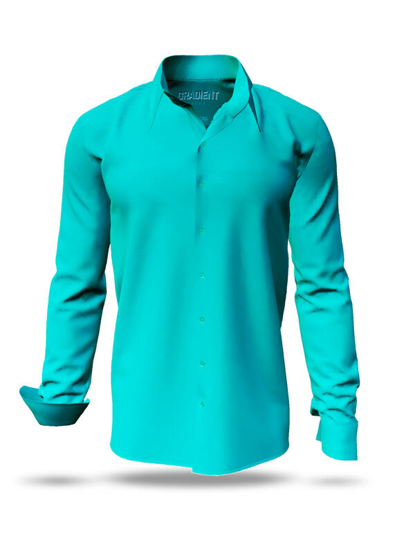 Entdecke bunte Hemden Herren GRADIENT AQUA - 100 % Baumwolle
