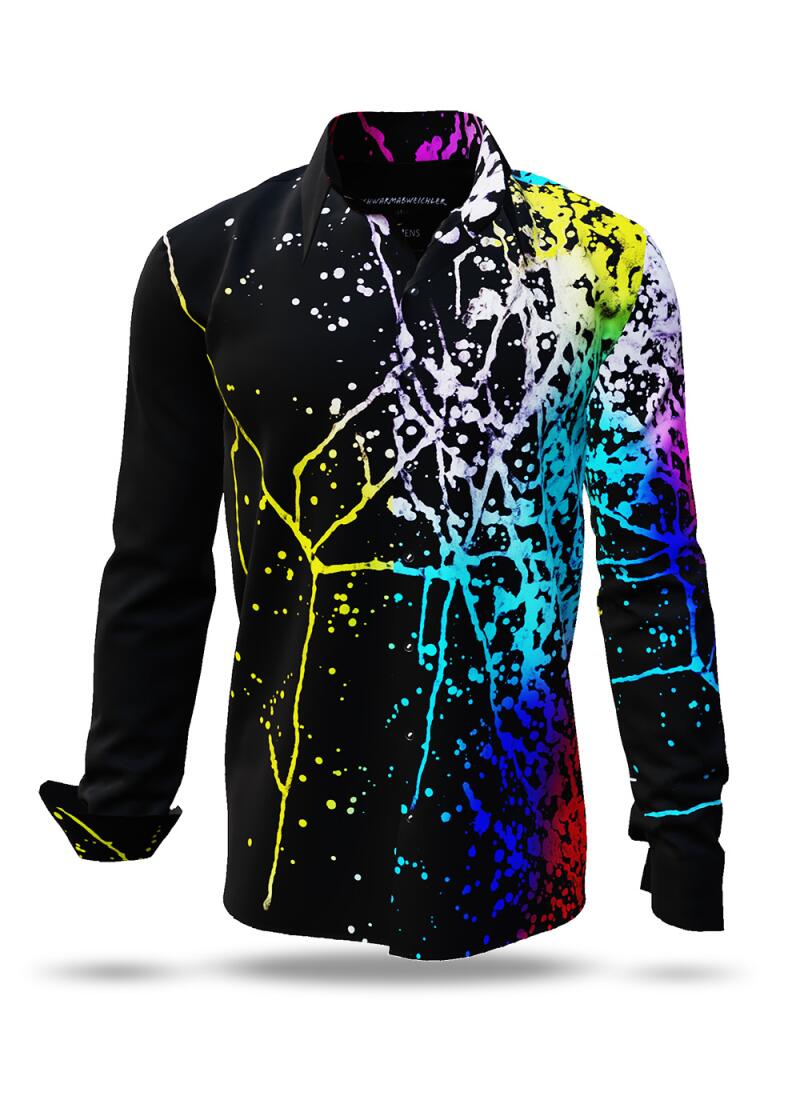 SCHWARMABWEICHLER ULTRA - Black colorful long sleeve shirt - GERMENS artfashion - Unusual long sleeve shirt in 10 sizes - Made in Germany