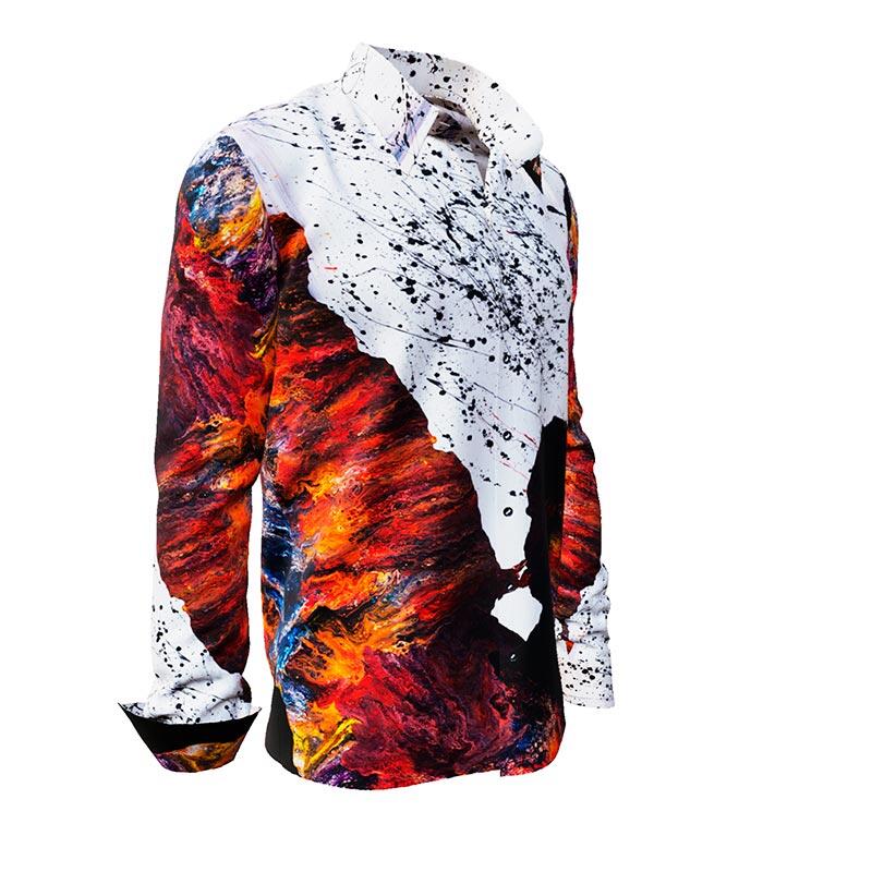 FIRE & ICE - colorful long sleeve shirt - GERMENS artfashion - Unique long sleeve shirt designed by artists - Made in Germany