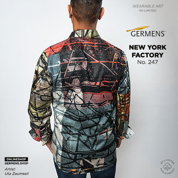 NEW YORK FACTORY - Erdfarbenes Langarmhemd - GERMENS artfashion - Einzigartiges Freizeithemd von Künstlern gestaltet - Made in Germany