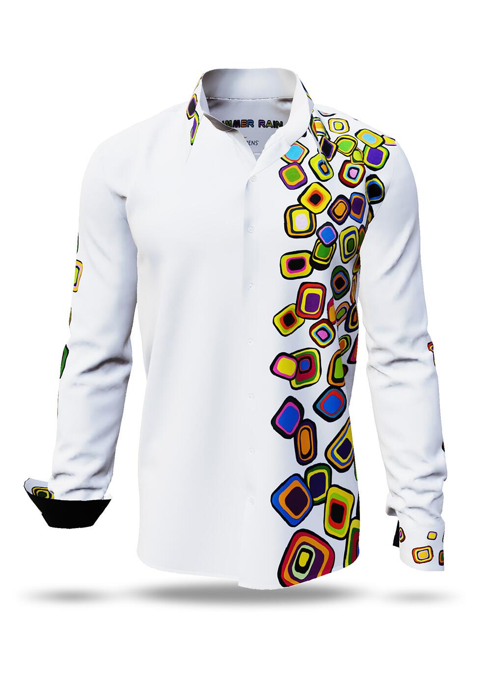 SUMMER RAIN - Weies Langarmhemd mit bunten Grafiken -...
