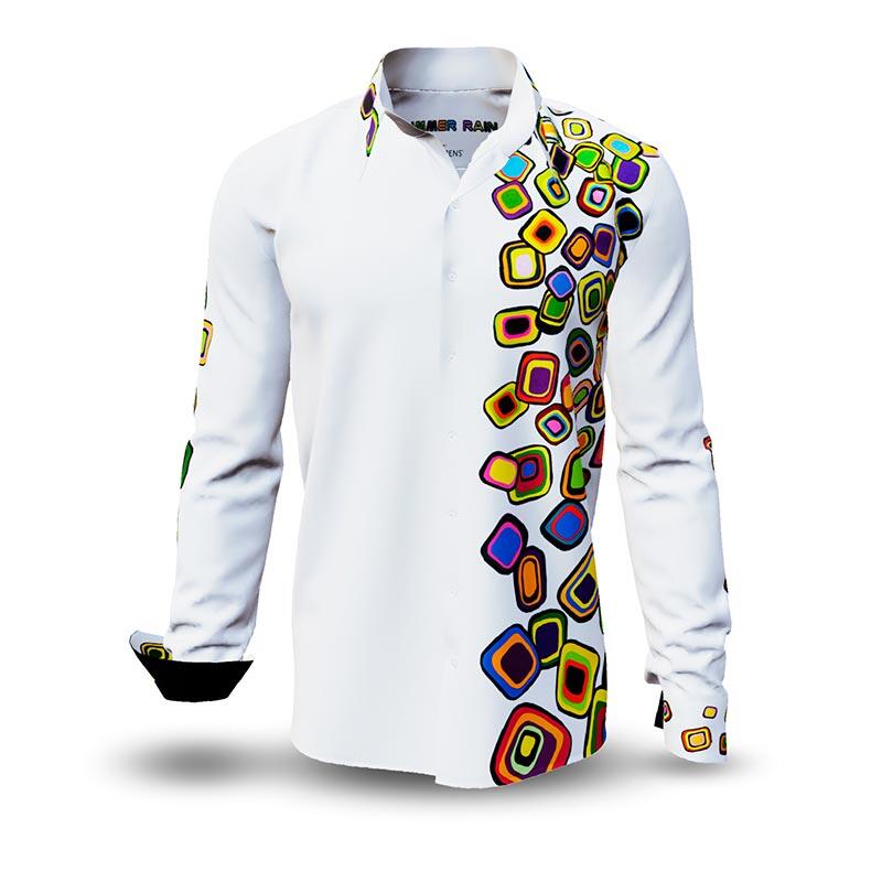SUMMER RAIN - White colorful long sleeve shirt - GERMENS artfashion - Unusual long sleeve shirt in 10 sizes - Made in Germany
