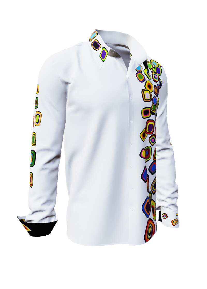 SUMMER RAIN - White colorful long sleeve shirt - GERMENS artfashion - Unique long sleeve shirt designed by artists - Made in Germany