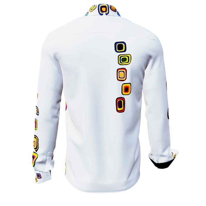 SUMMER RAIN - White colorful long sleeve shirt - GERMENS artfashion - Special long sleeve shirt in small limitation - Made in Germany