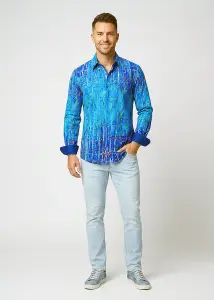 Discover colorful button up shirts for men BLUENET - 100%...