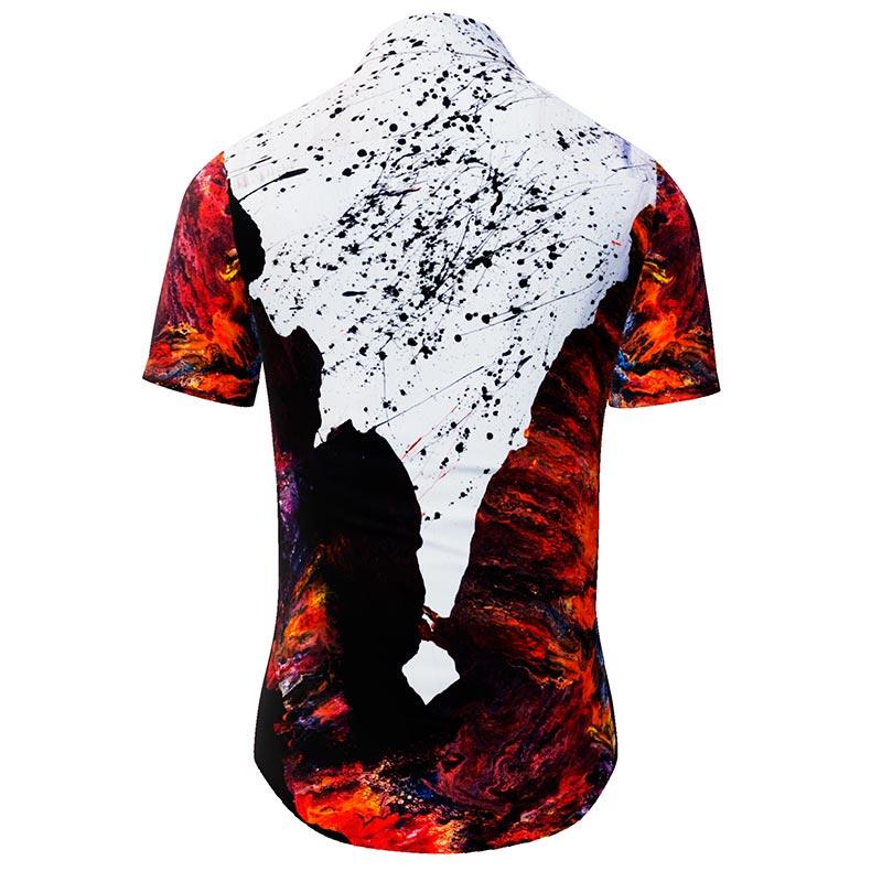 FIRE & ICE - Black white and colored short sleeve shirt - GERMENS - 100 % cotton - very good fit - artist design - 499 pieces limited - Made in Germany