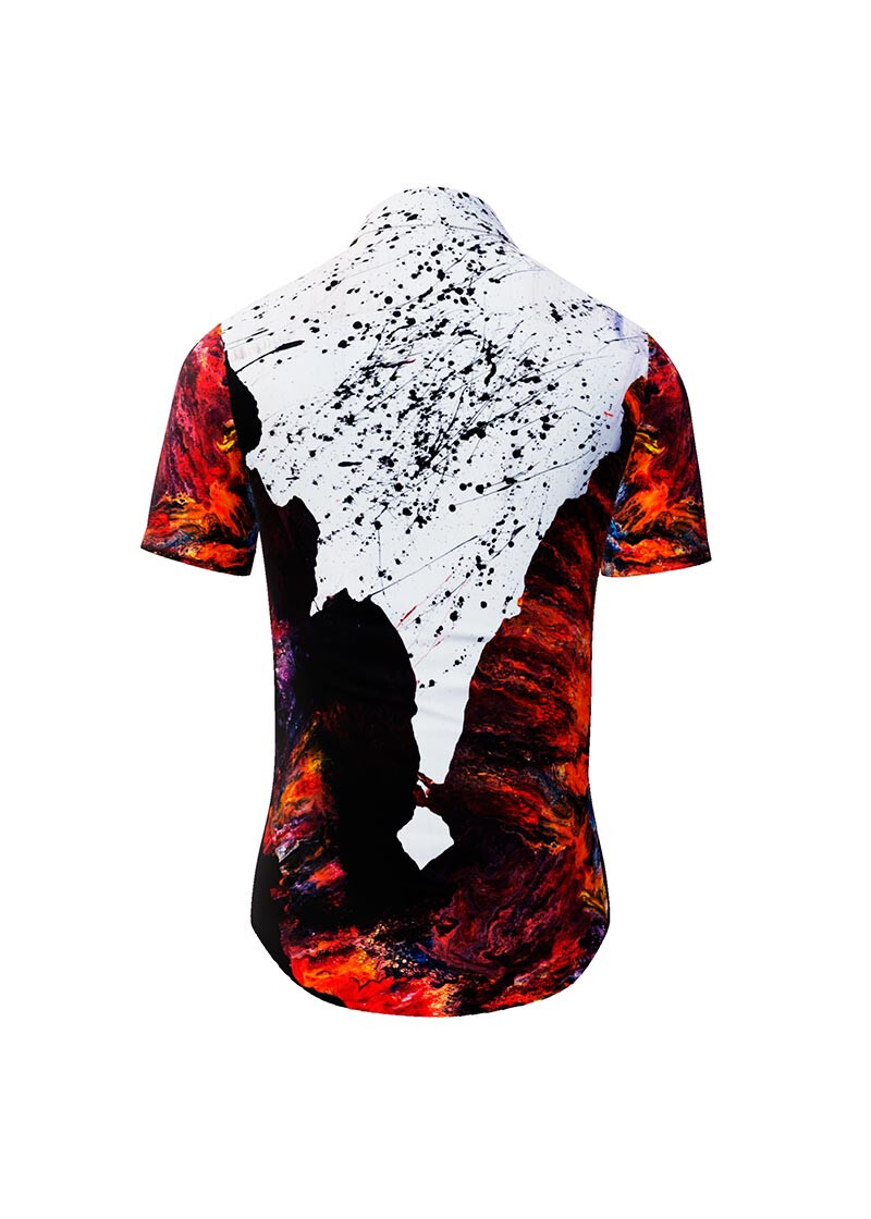 FIRE & ICE - Black white and colored short sleeve shirt - GERMENS - 100 % cotton - very good fit - artist design - 499 pieces limited - Made in Germany