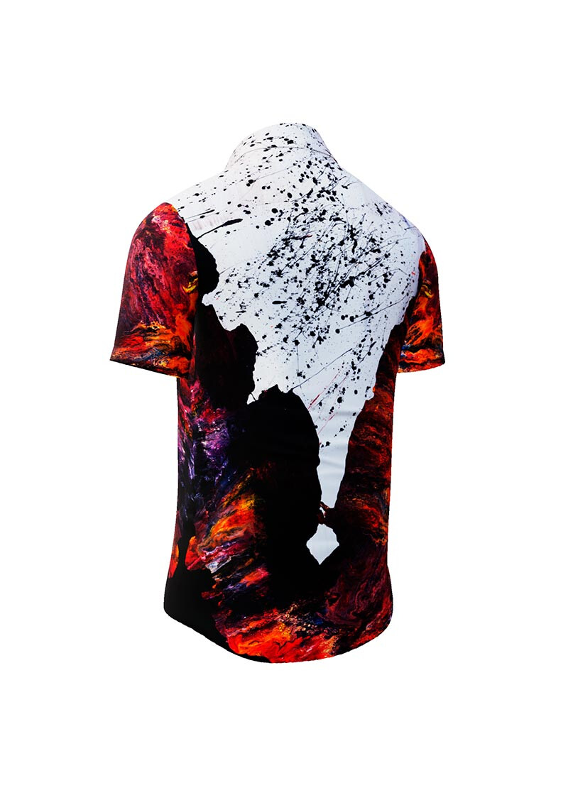 FIRE & ICE - Black white and colored short sleeve shirt - GERMENS - 100 % cotton - very good fit - artist design - 499 pieces limited - Made in Germany