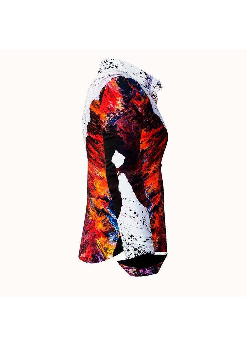 FIRE & ICE - Schwarz weie Bluse mit Rot - GERMENS