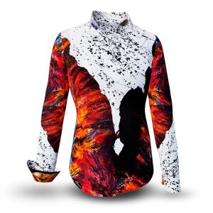 FIRE & ICE - Schwarz weiße Bluse mit Rot -...