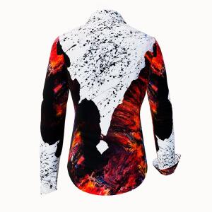 FIRE & ICE - Schwarz weiße Bluse mit Rot -...