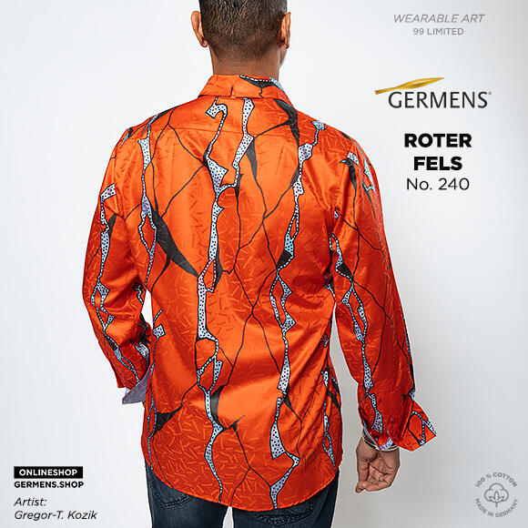 RED FELS - Red long sleeve shirt - www.germens.shop artfashion - Unique long sleeve shirt designed by artists - Made in Germany