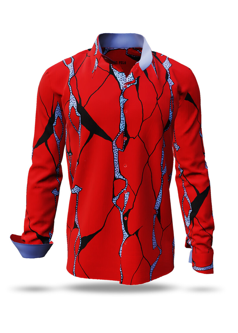 RED FELS - Red long sleeve shirt - GERMENS artfashion - Unusual long sleeve shirt in 10 sizes - Made in Germany