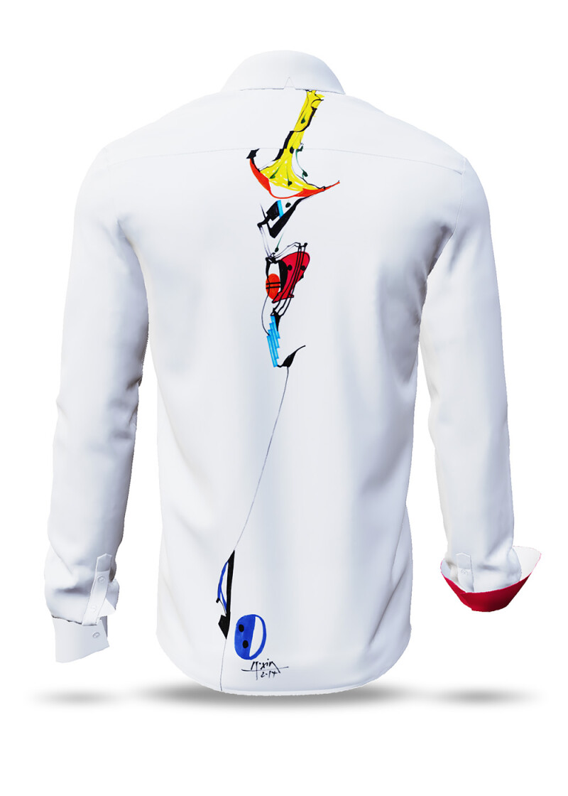 FUNKY - Weies Hemd mit Knstlergrafik - GERMENS artfashion - Besonderes Mnnerhemd in geringer Limitierung - Made in Germany
