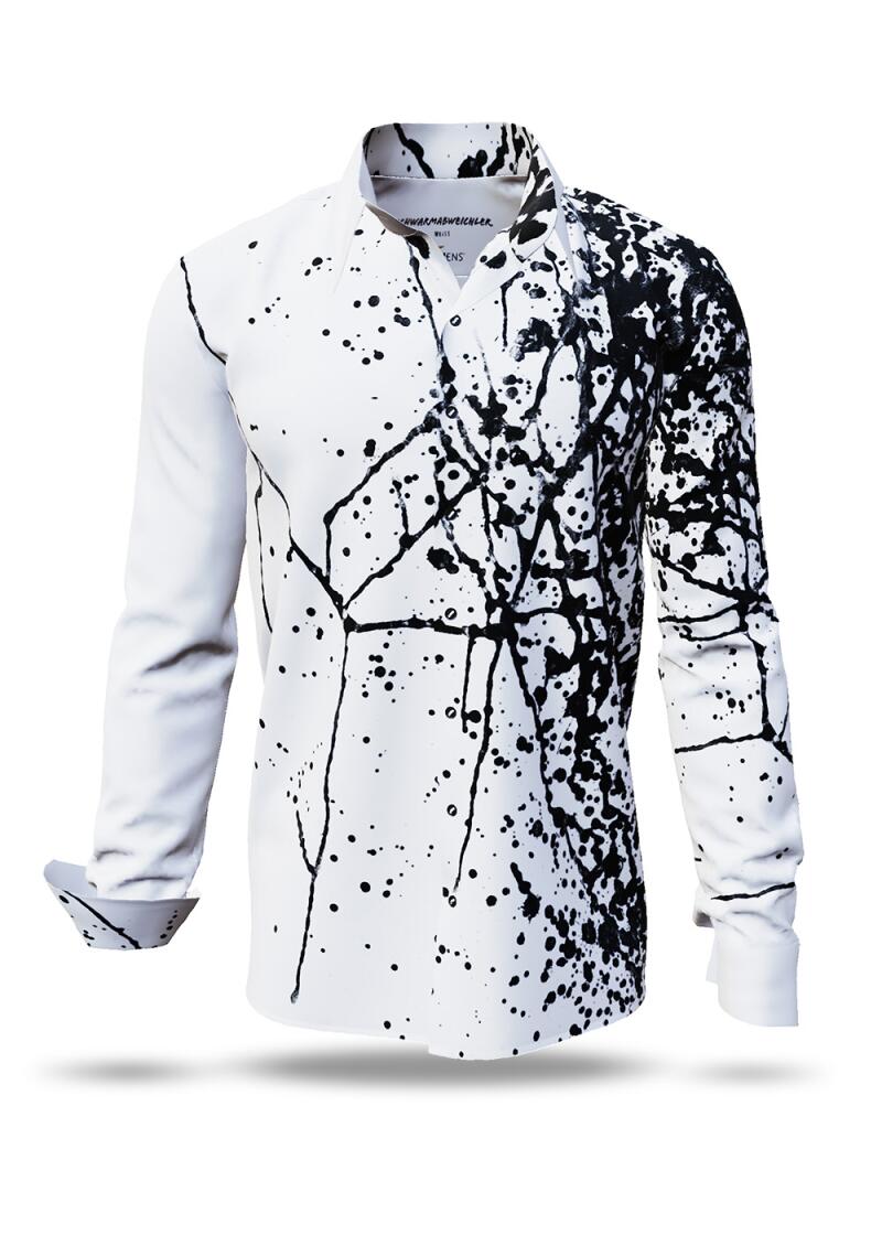 SCHWARMABWEICHLER WEISS - Black and white long sleeve shirt - GERMENS artfashion - Unusual long sleeve shirt in 10 sizes - Made in Germany