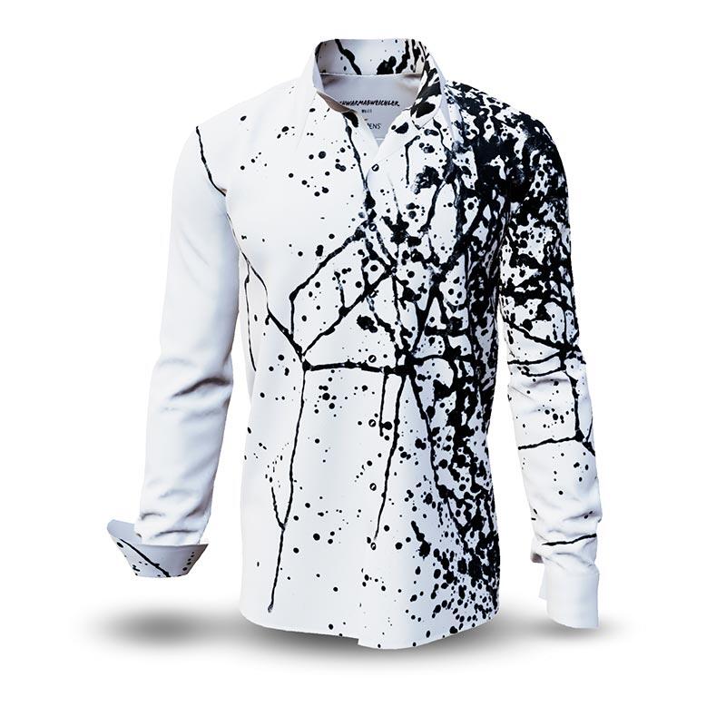 SCHWARMABWEICHLER WEISS - Black and white long sleeve shirt - GERMENS artfashion - Unusual long sleeve shirt in 10 sizes - Made in Germany